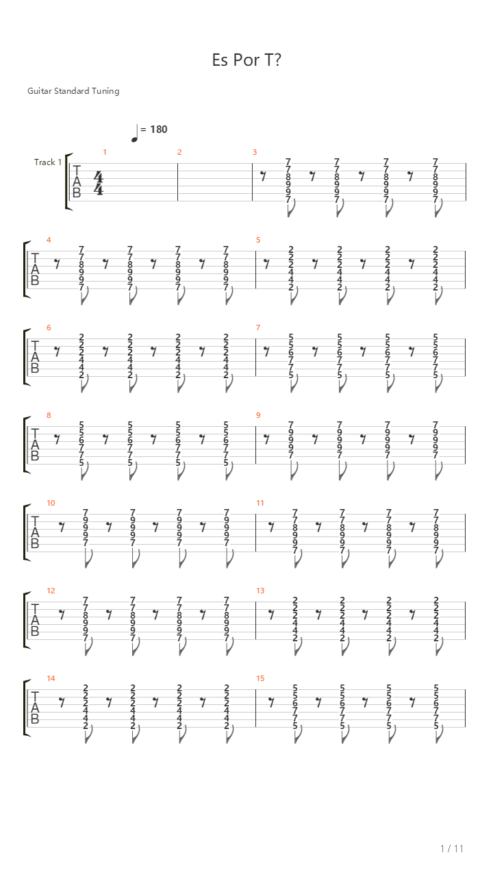 Es Por Ti吉他谱