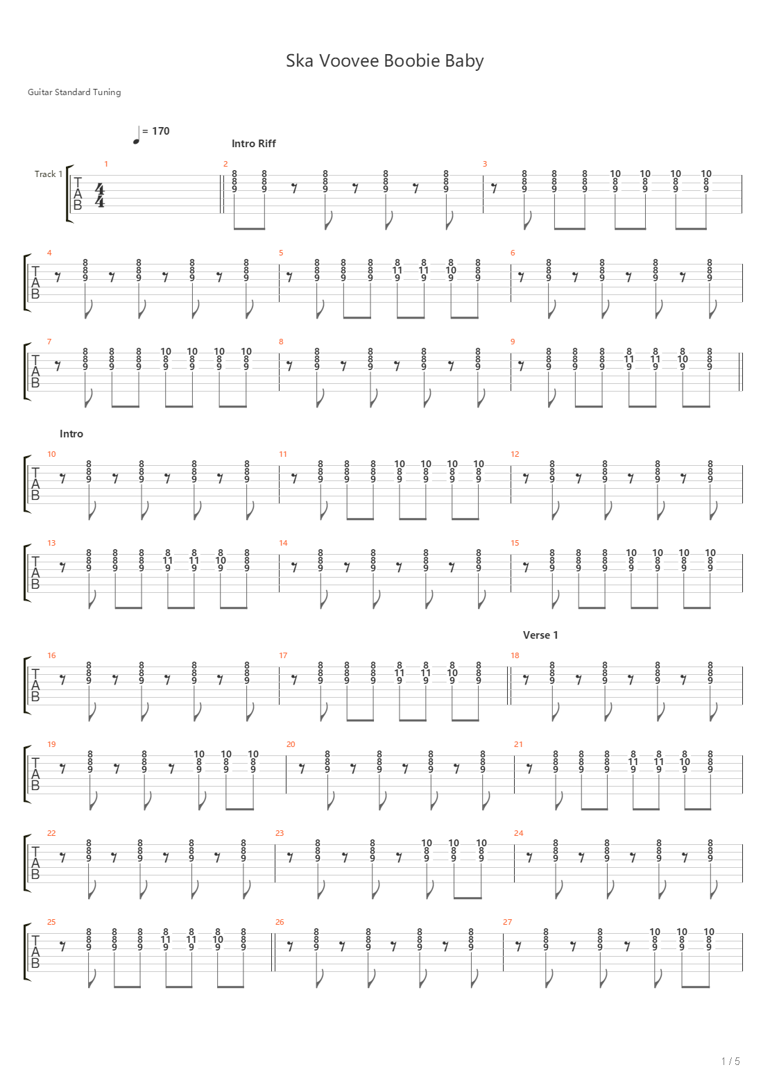 Ska Voovee Boobie Baby吉他谱