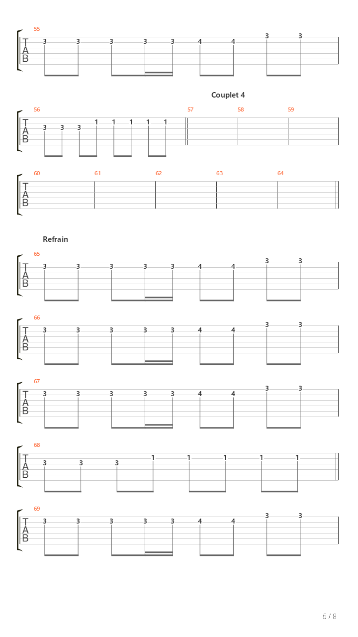 Honneur Et Fidlit吉他谱