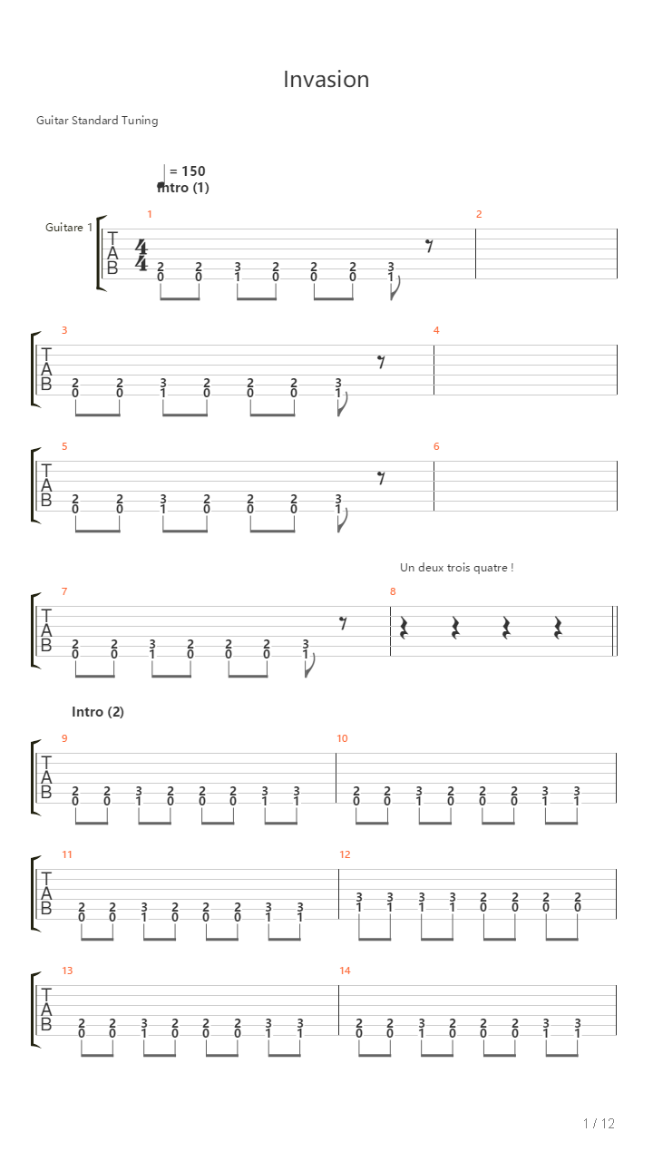 Invasion吉他谱
