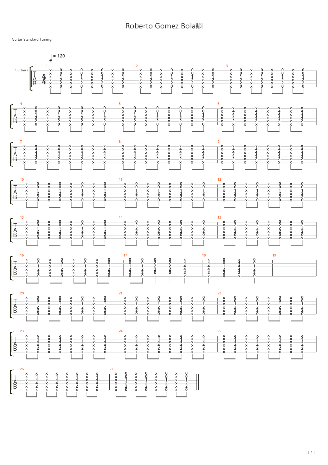 Roberto Gomez Bolao吉他谱
