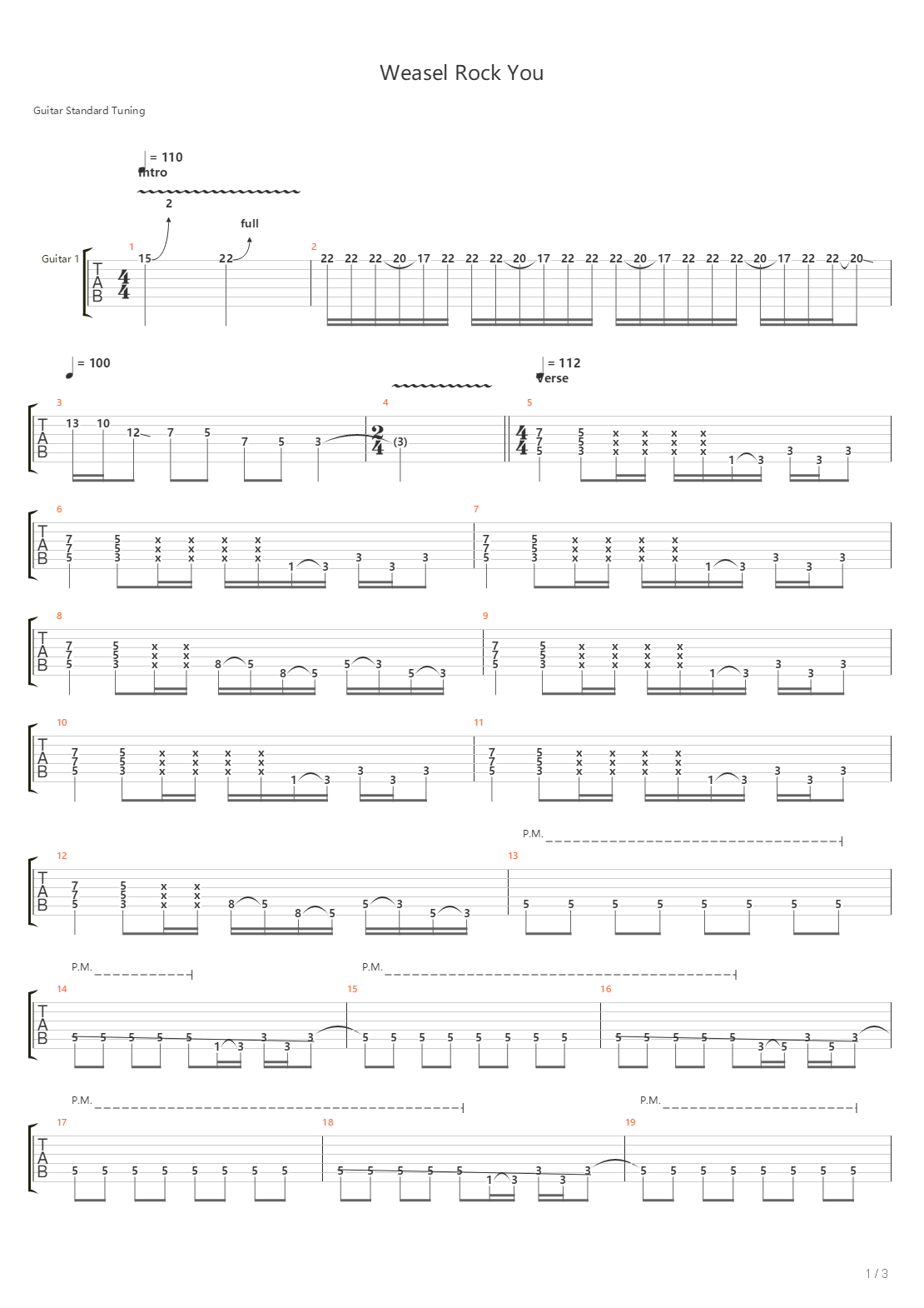 Weasel Rock You吉他谱