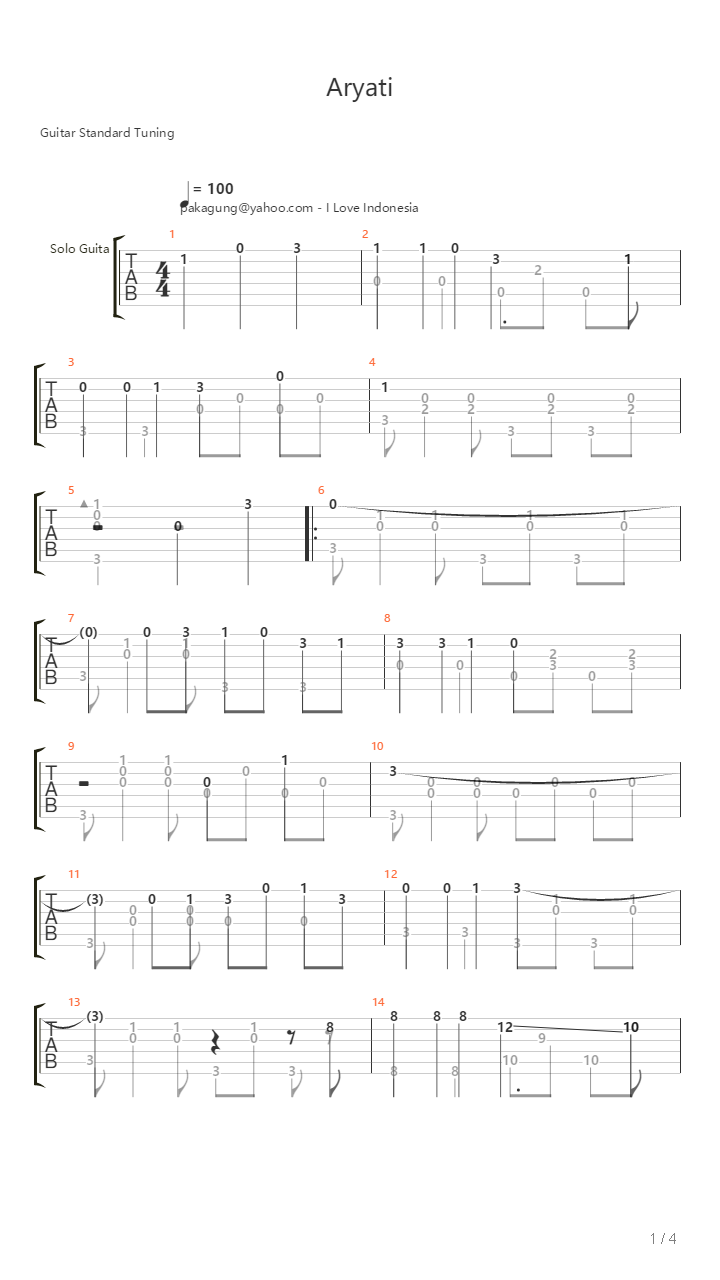 Aryati吉他谱