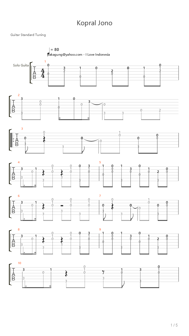 Kopral Jono吉他谱