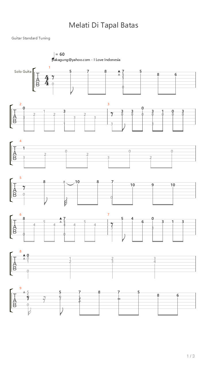 Melati Di Tapal Batas吉他谱