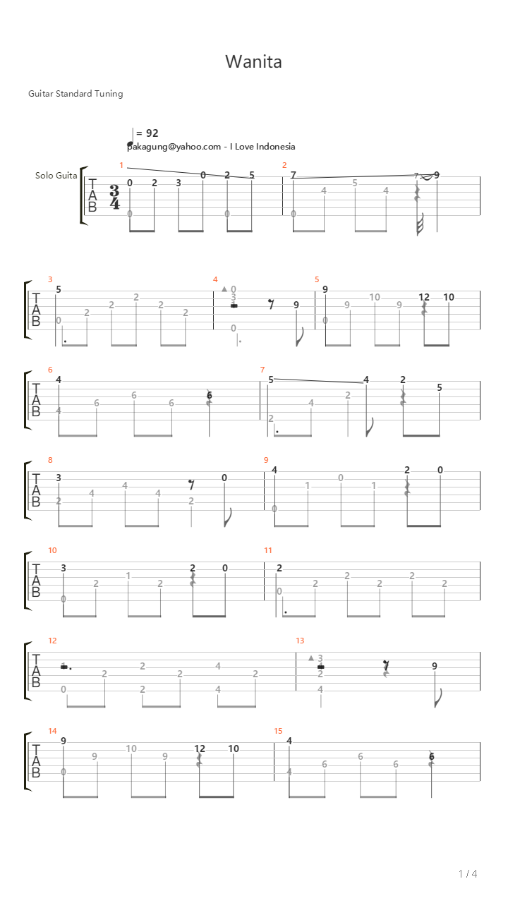 Wanita吉他谱