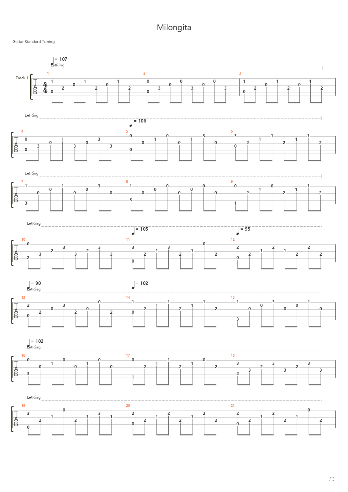 Milongita吉他谱