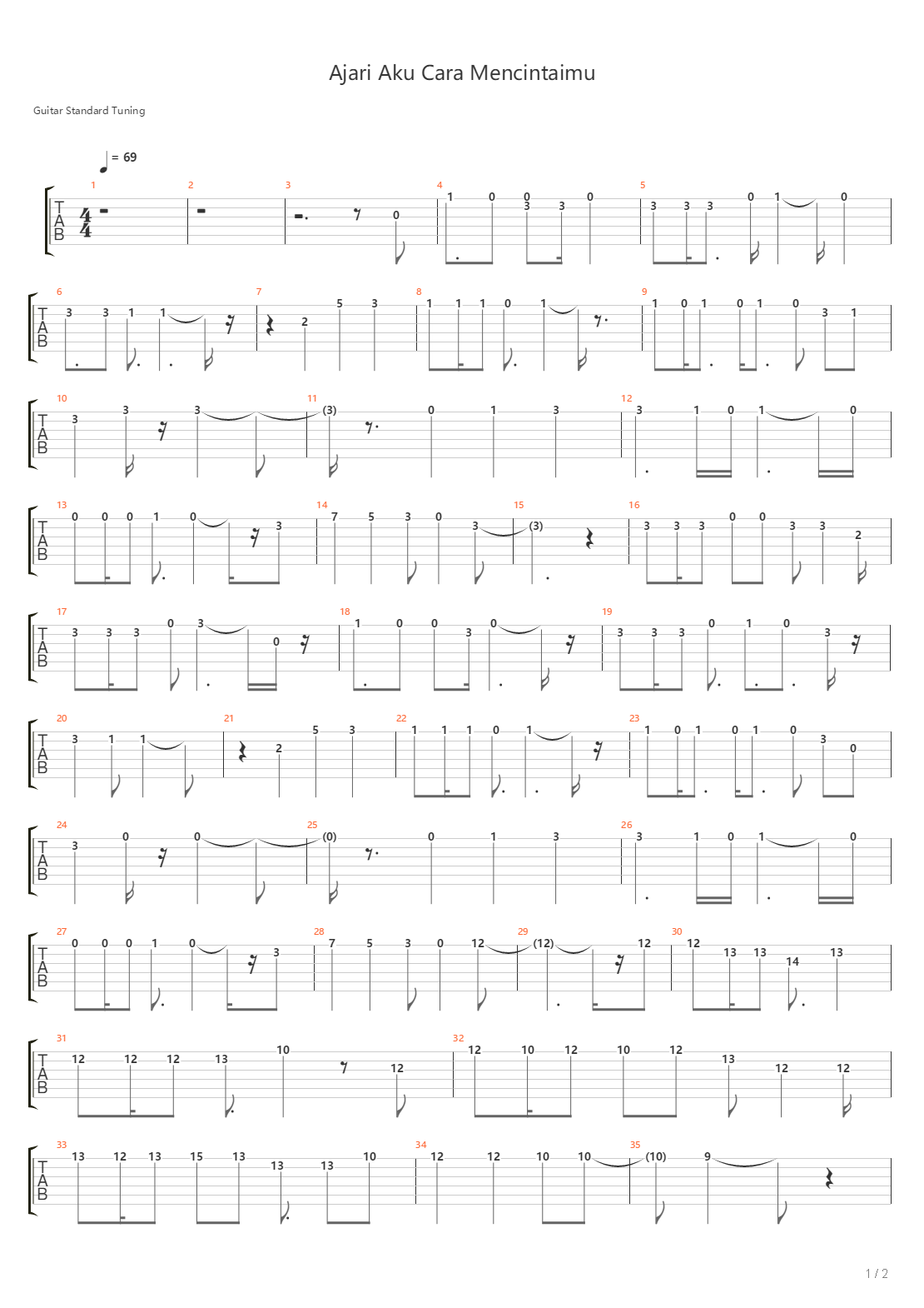 Ajari Aku Cara Mencintaimu吉他谱
