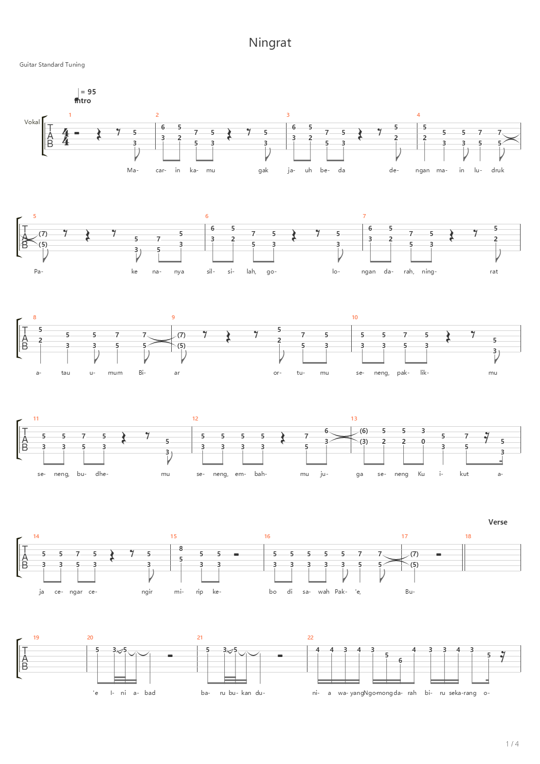 Ningrat吉他谱