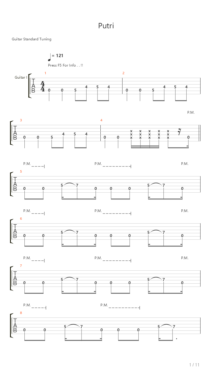 Putri吉他谱