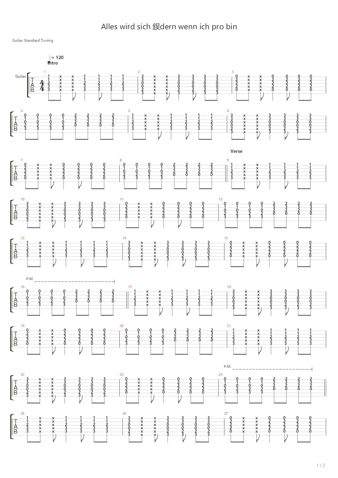 Alles Wird Sich Ndern Wenn Ich Pro Bin吉他谱