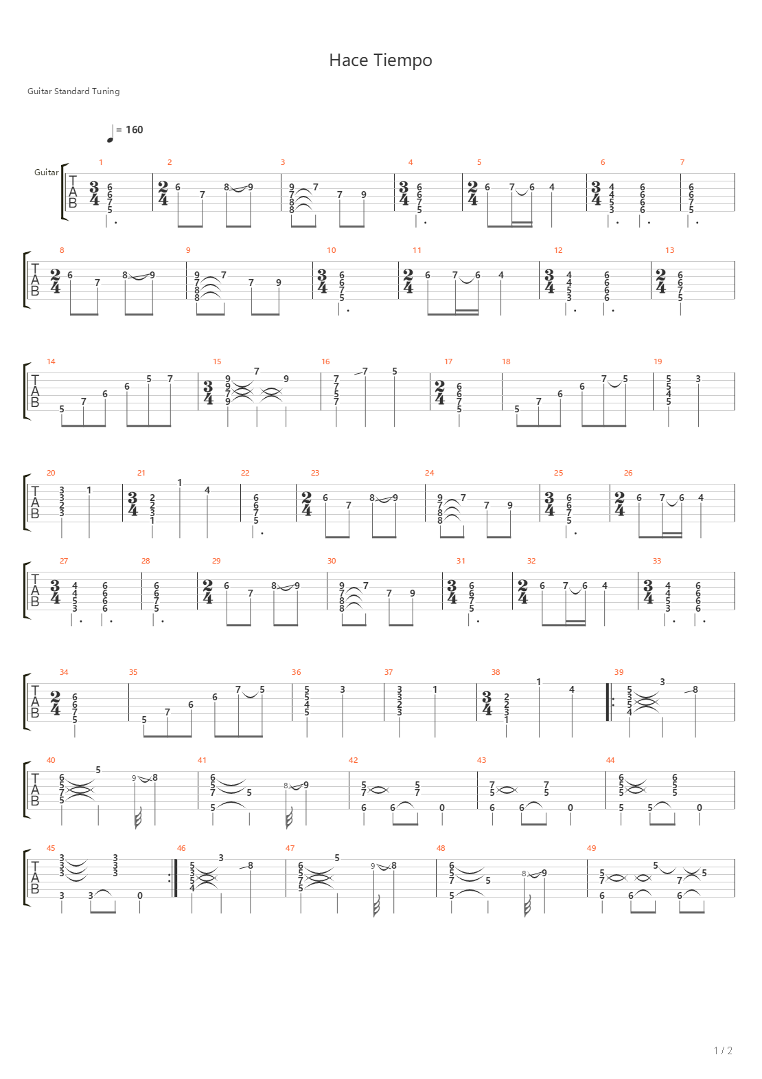 Hace Tiempo吉他谱