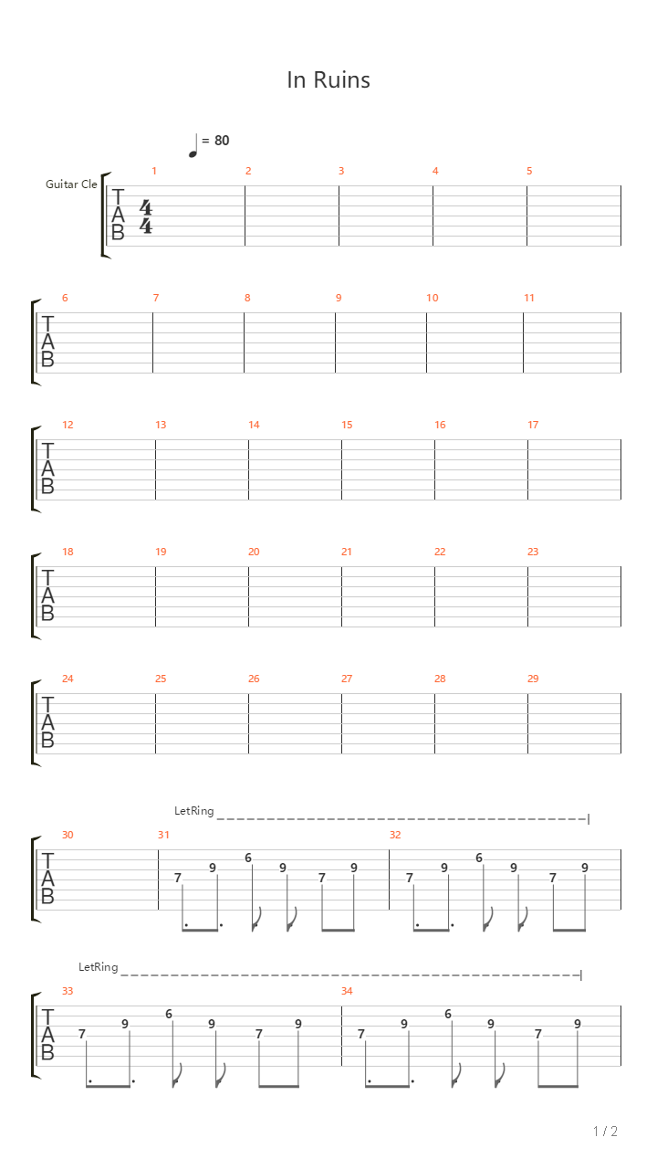In Ruins吉他谱