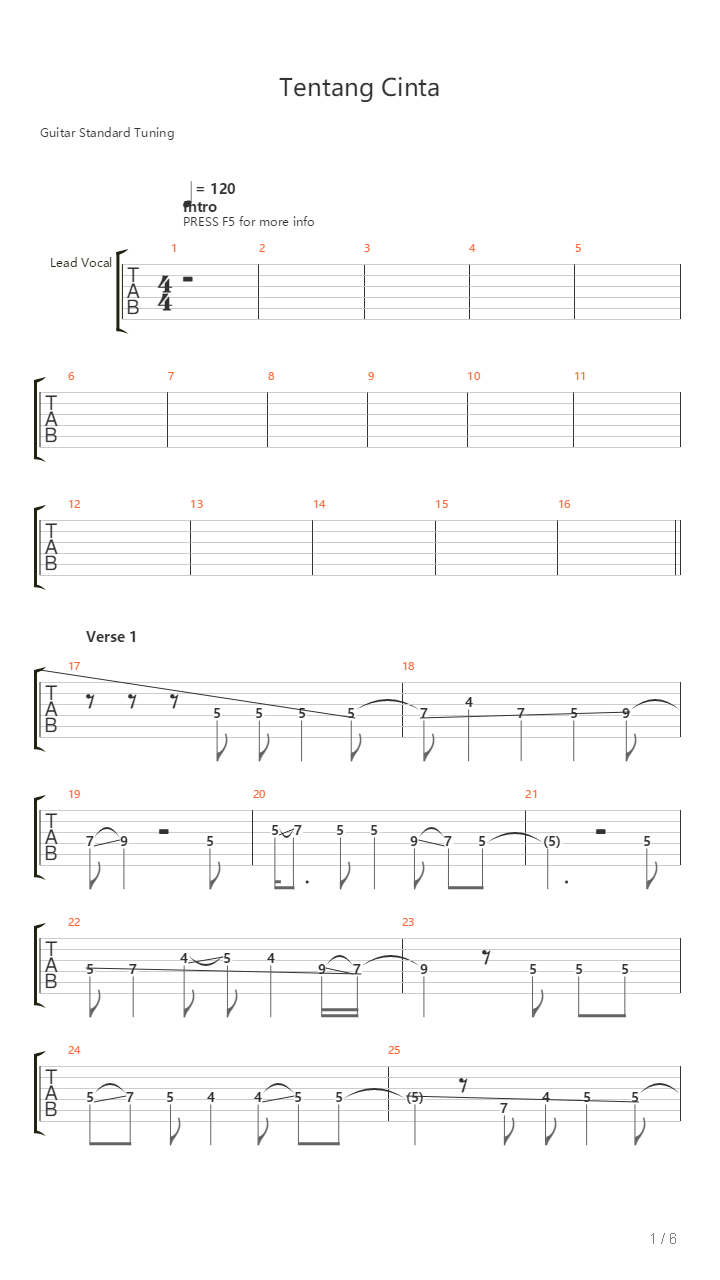 Tentang Cinta吉他谱