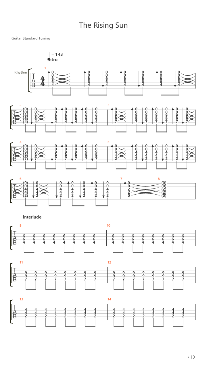 The Rising Sun吉他谱