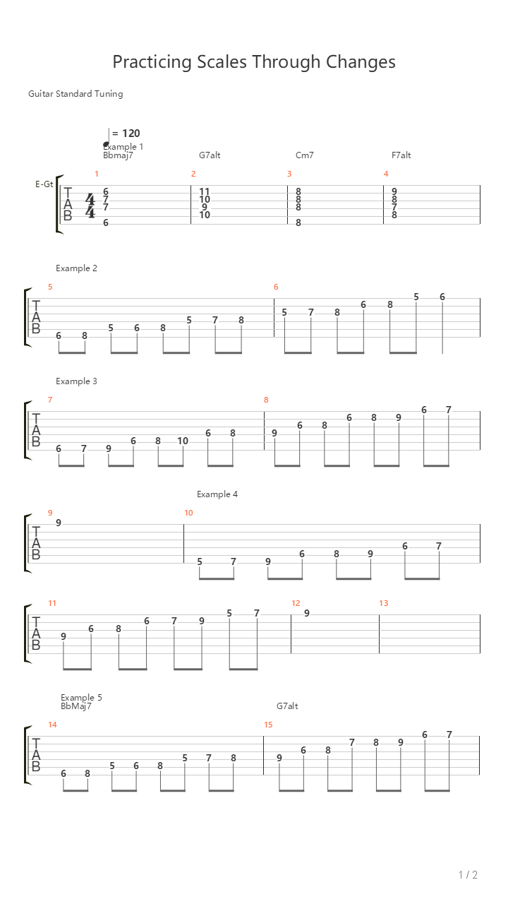 Practicing Scales Through Changes吉他谱