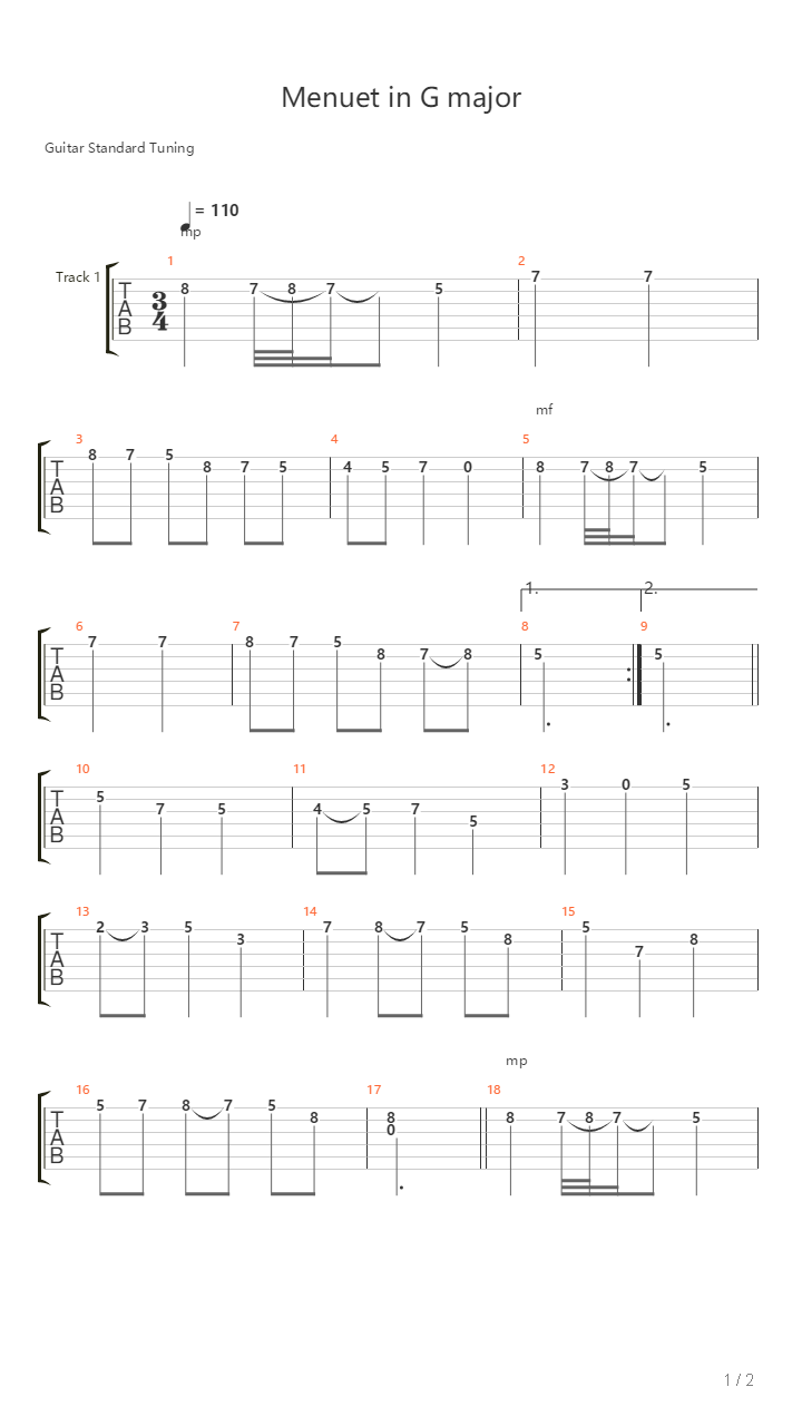 Menuet In G Major吉他谱