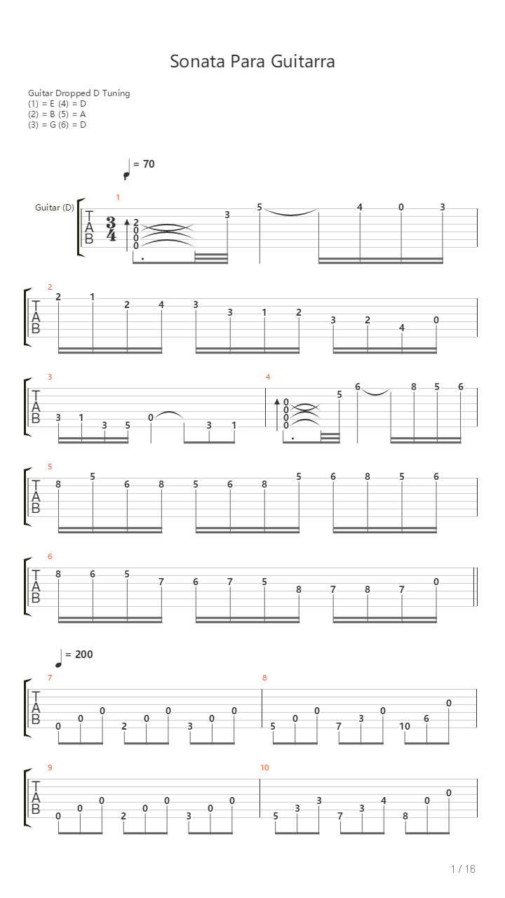 Sonata Para Guitarra Op 61吉他谱