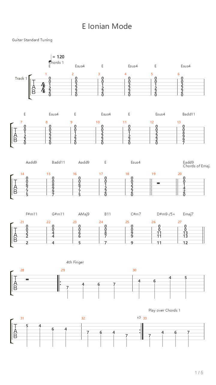 E Ionian吉他谱