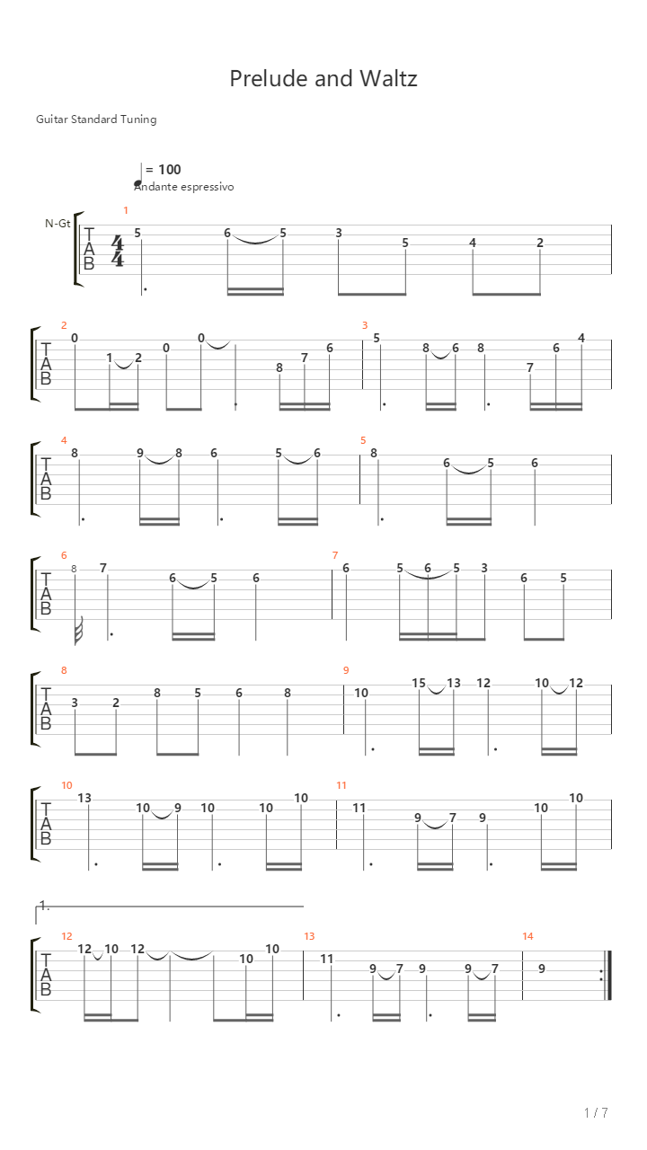 Prelude And Waltz Homage To Astor Piazzolla吉他谱