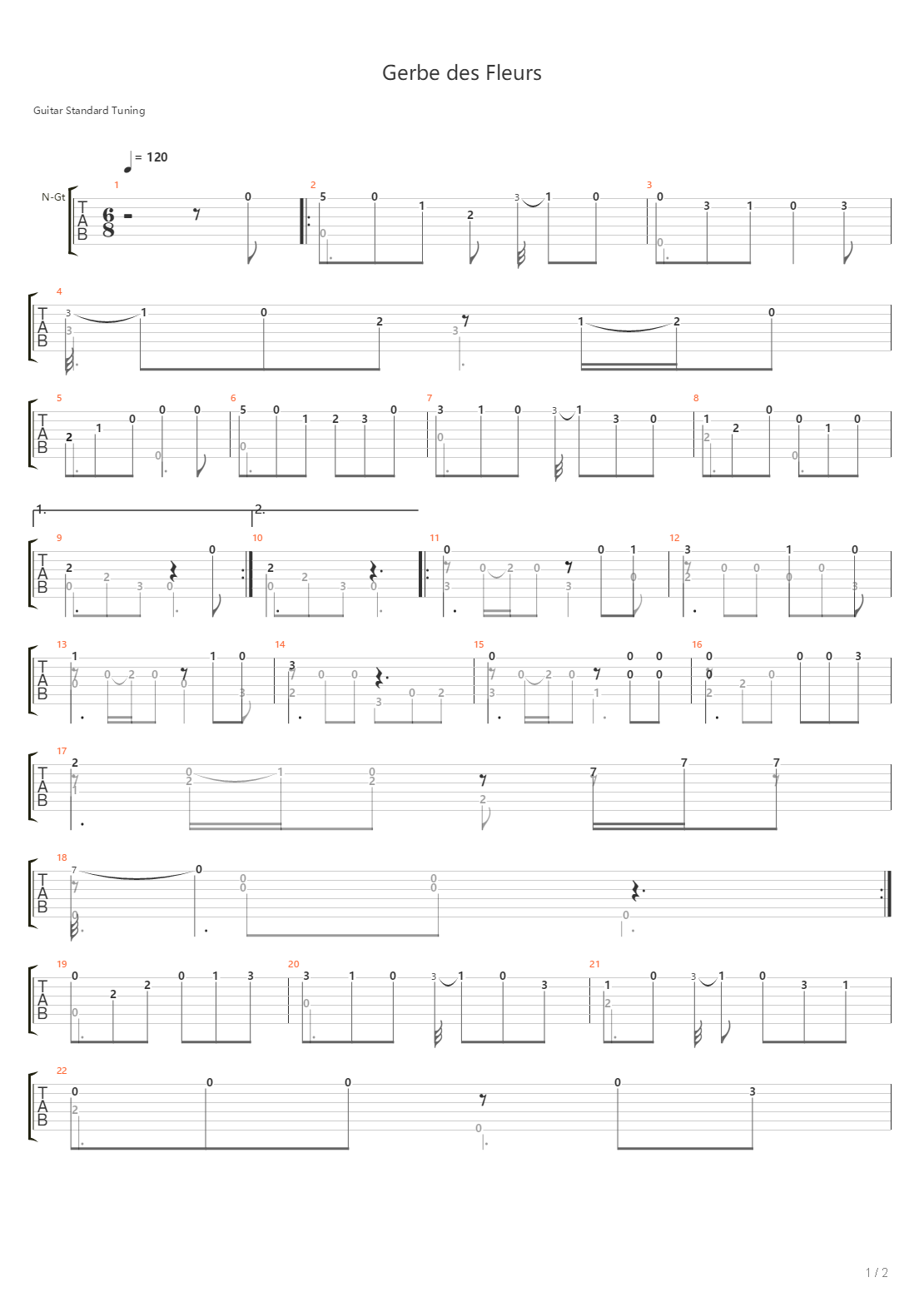 Gerbe Des Fleurs吉他谱