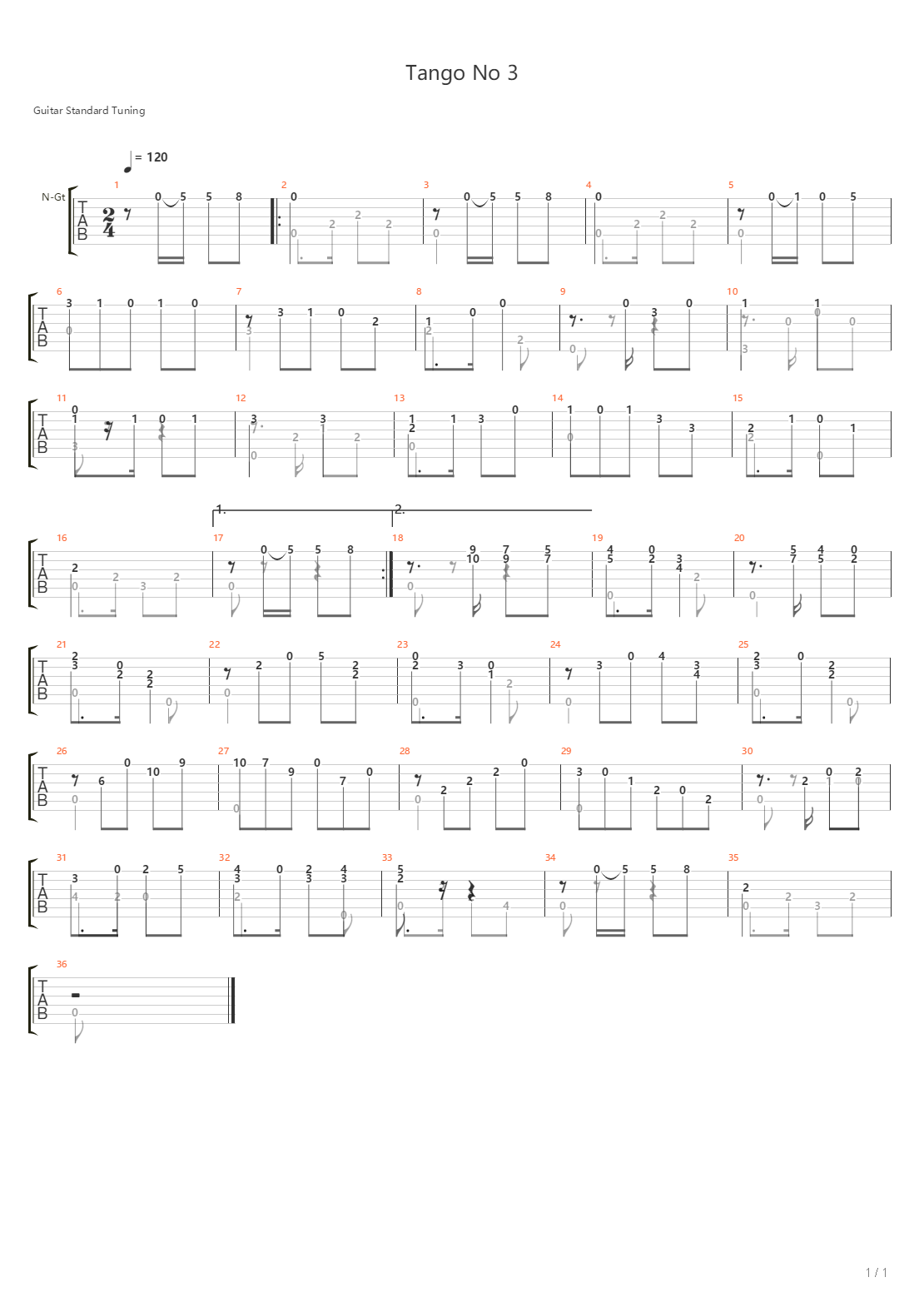 Tango No 3吉他谱