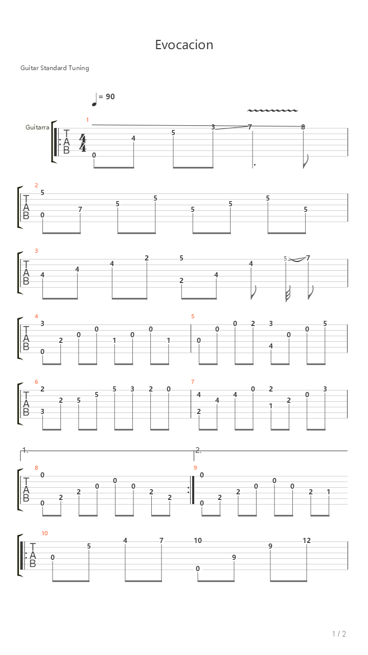 Evocacion Suite Del Recuerdo吉他谱