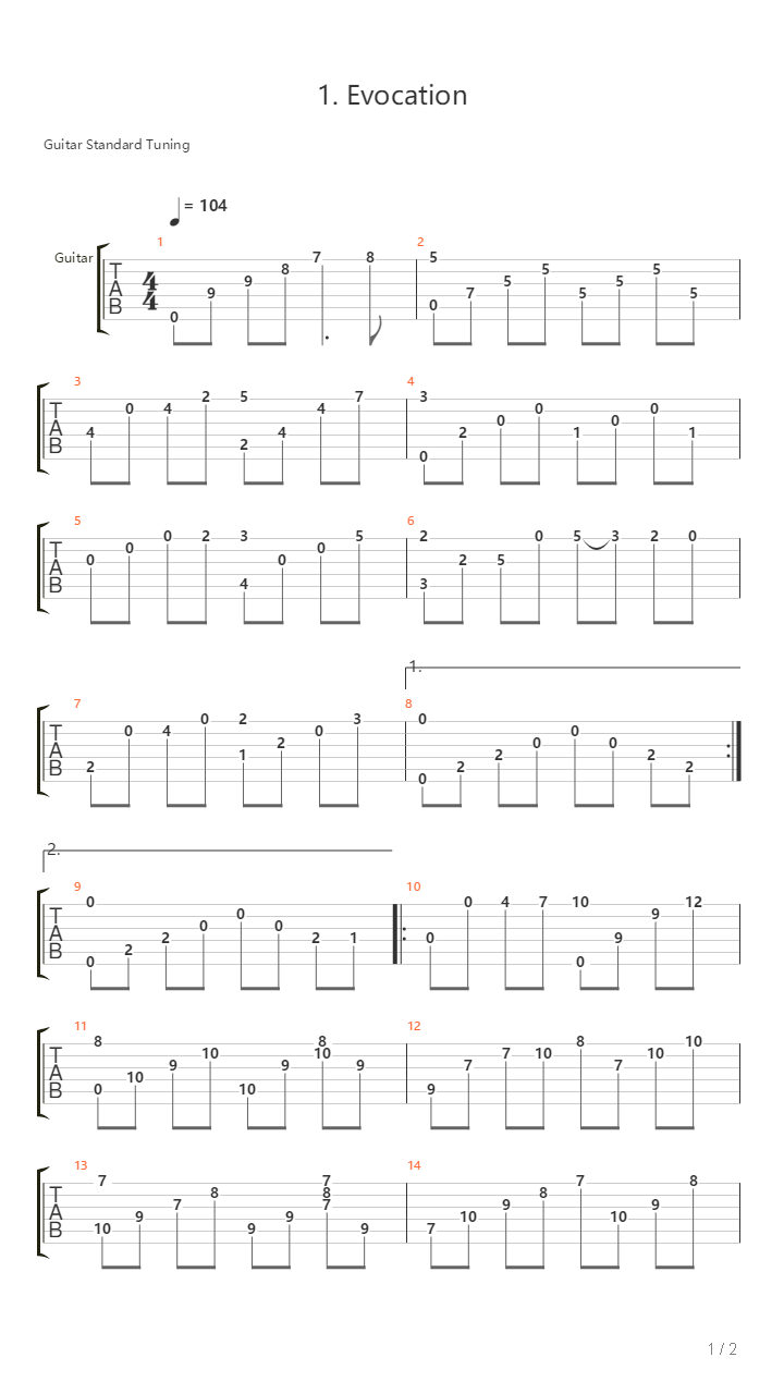 Evocation吉他谱