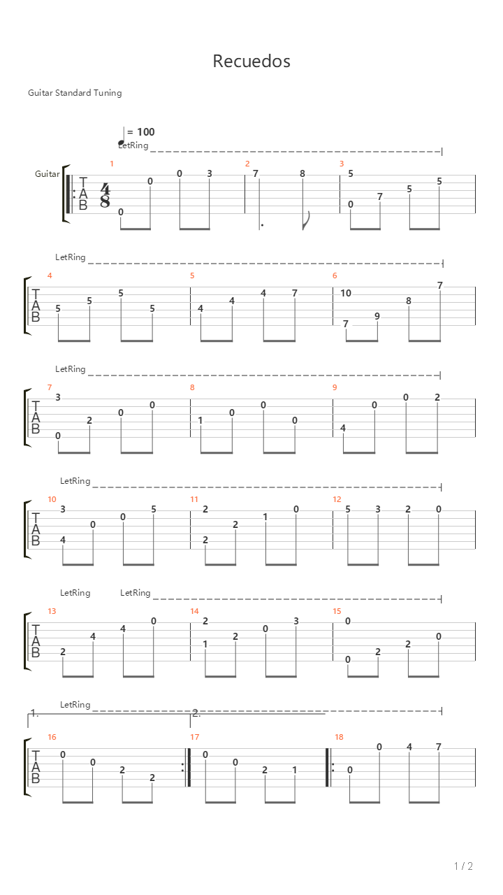 Suite De Los Recuerdos Evocacion吉他谱