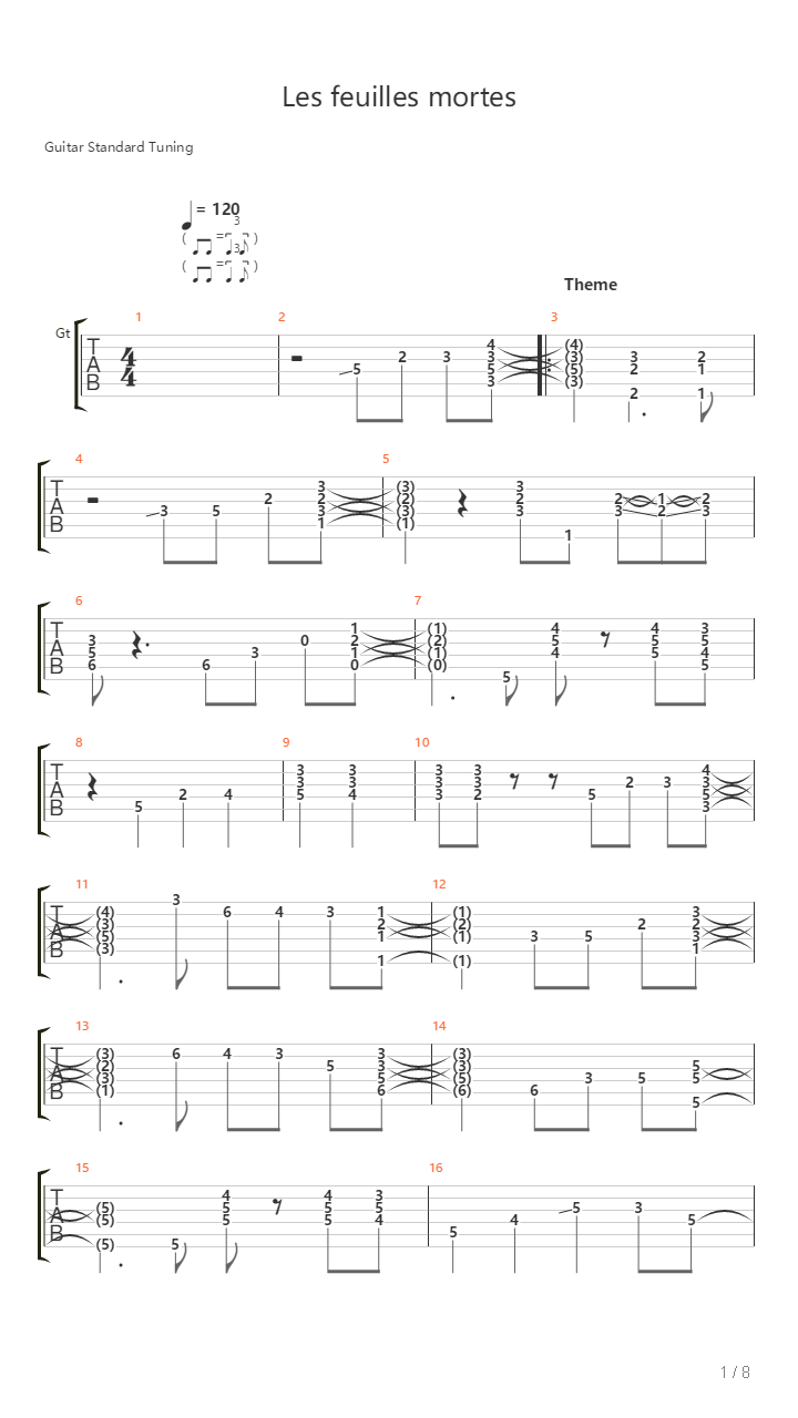 Les Feuilles Mortes吉他谱