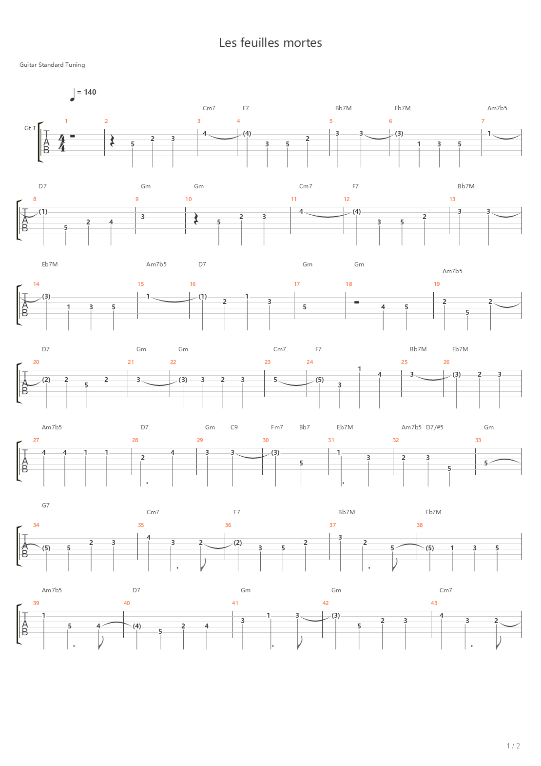Les Feuilles Mortes吉他谱