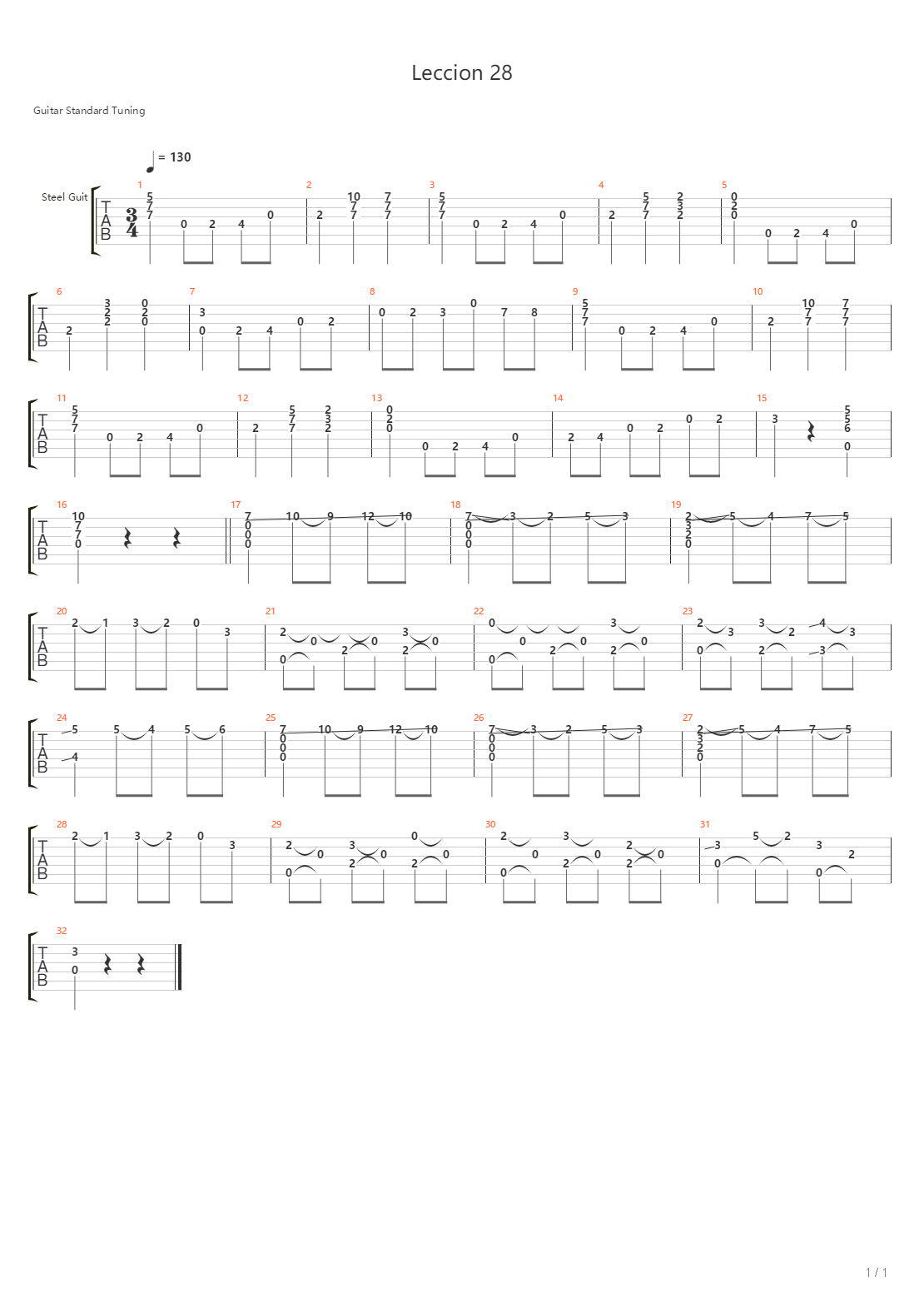 Leccion 28吉他谱