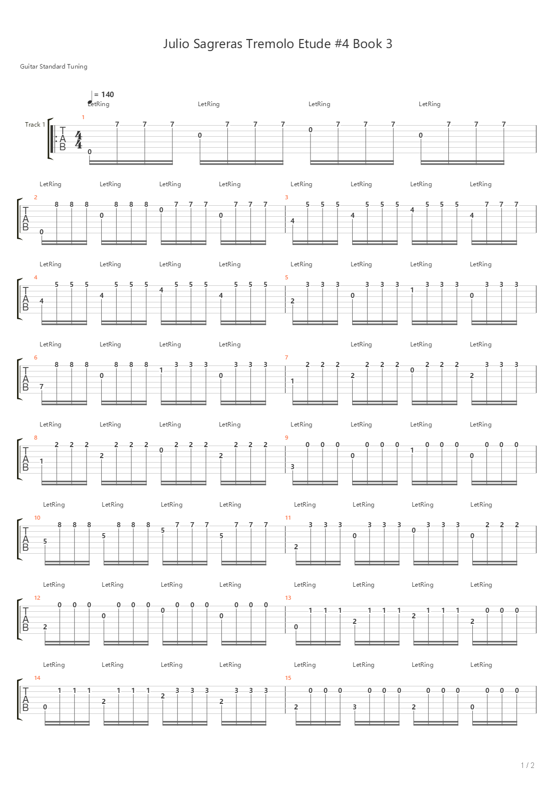 Tremolo Etude 4 Book 3吉他谱