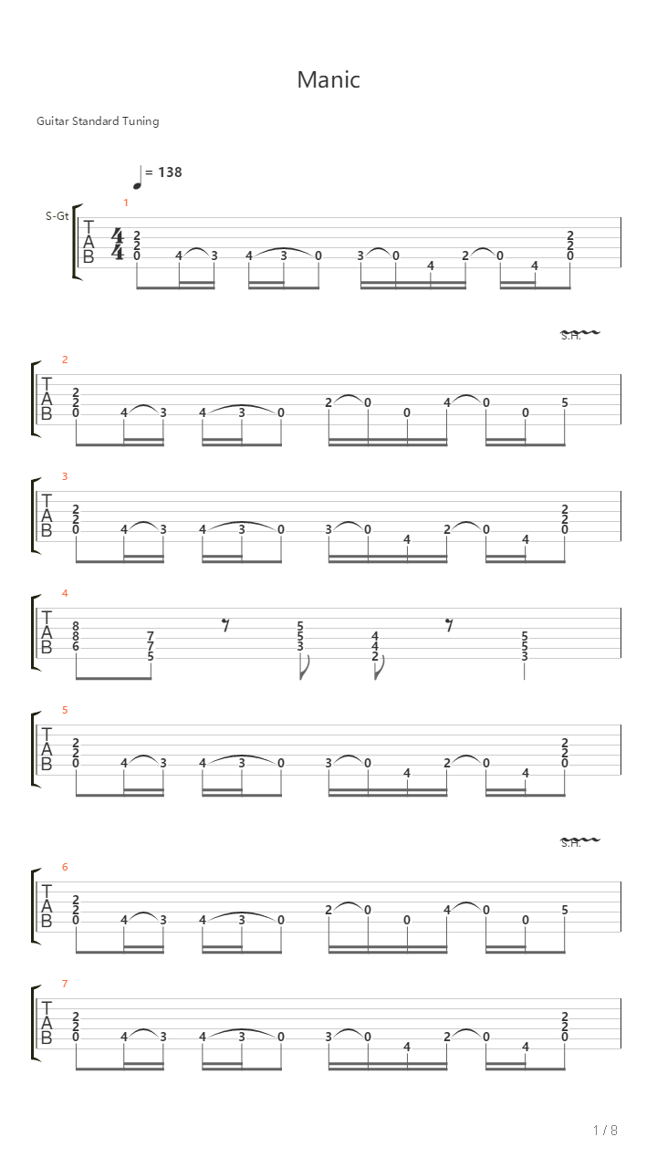 Manic吉他谱