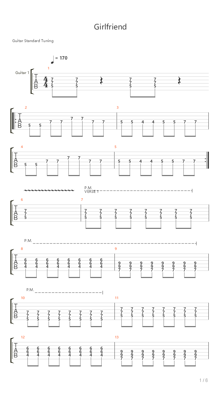 Girlfriend吉他谱