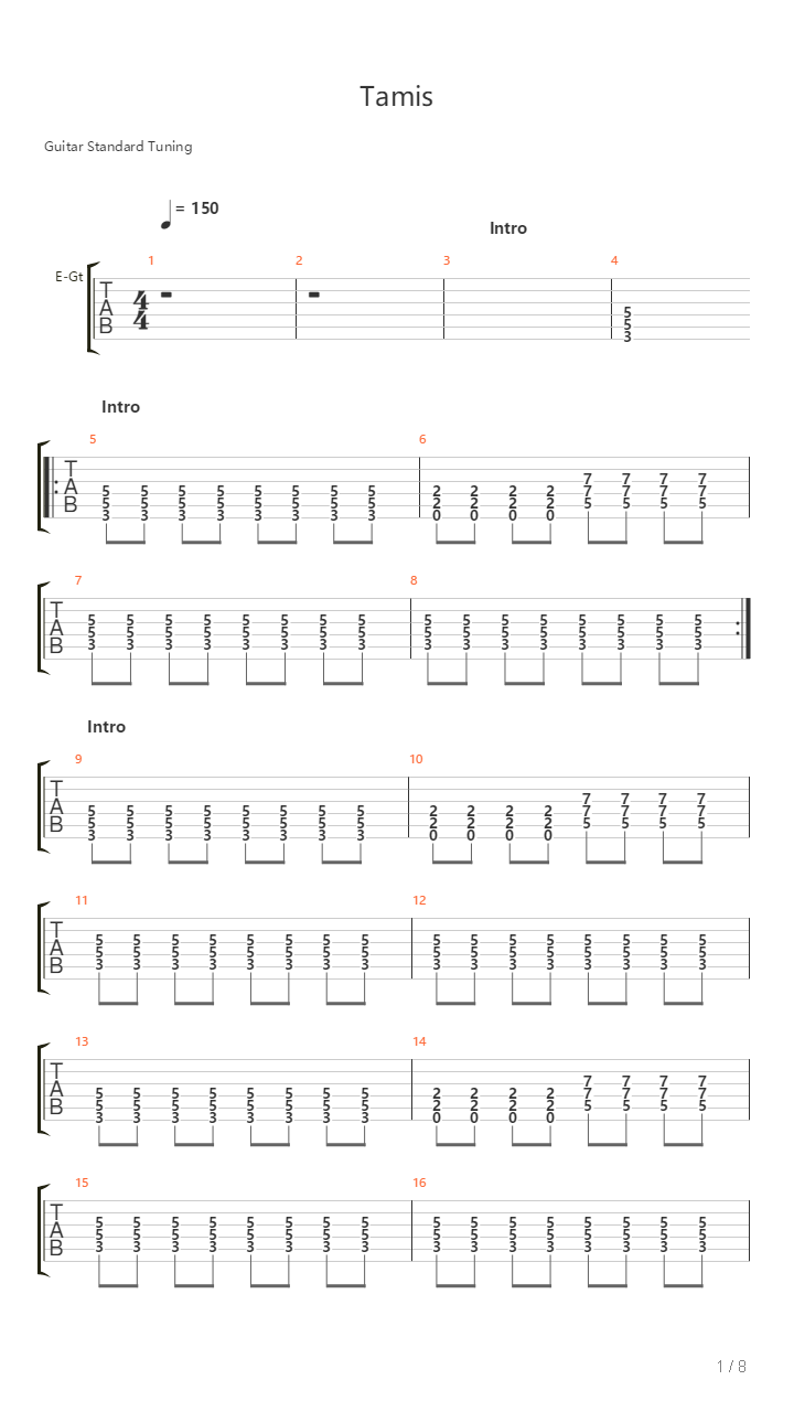 Tamis吉他谱