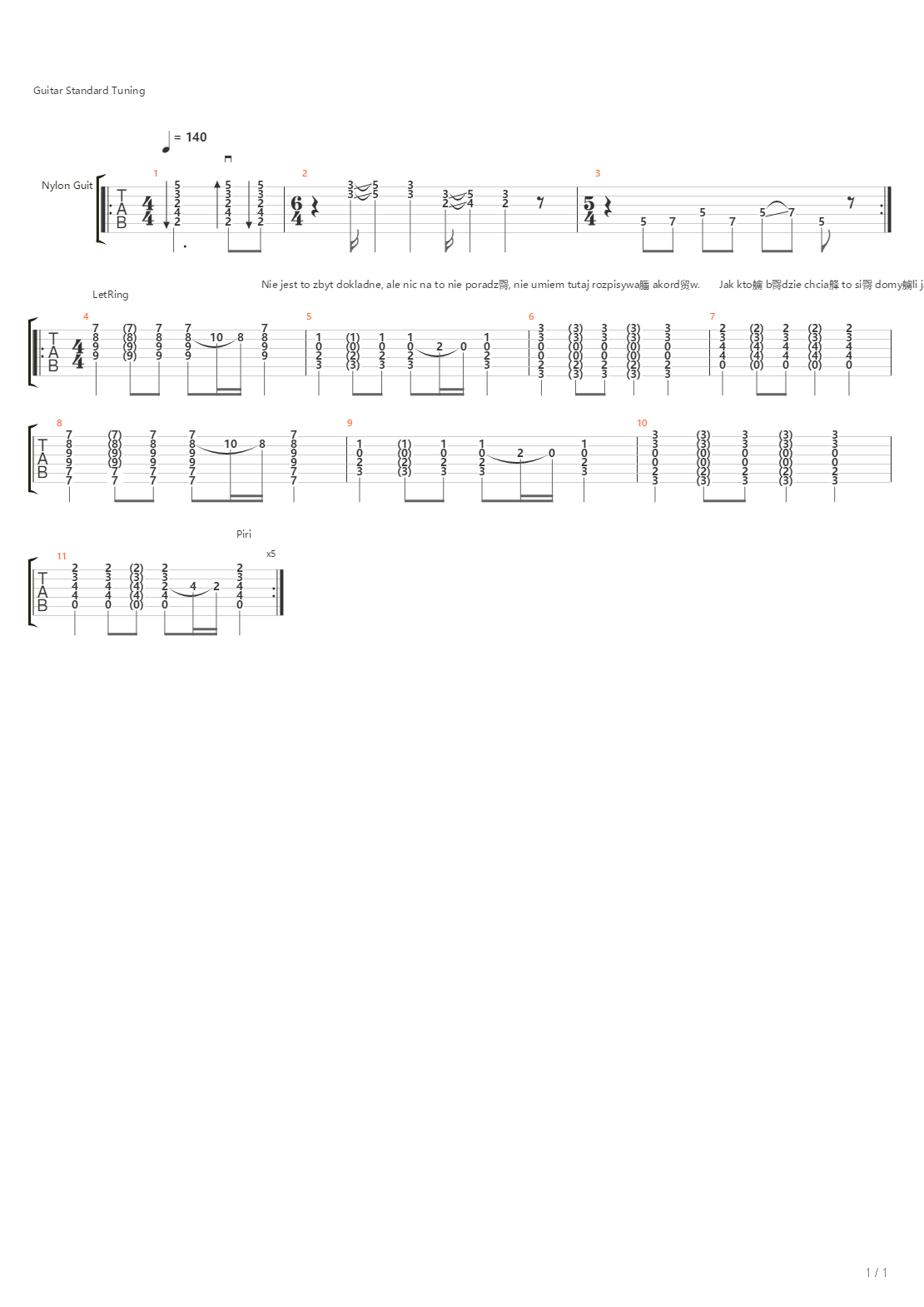 Cisza吉他谱