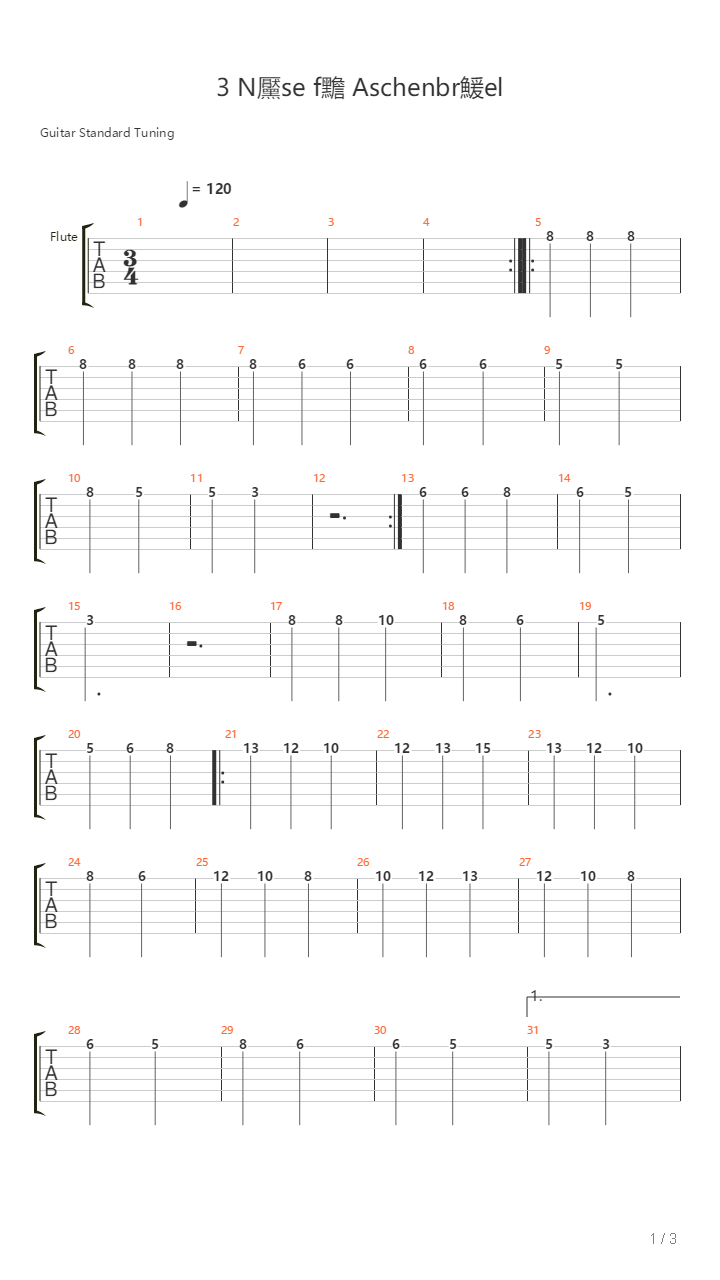 Drei Nuesse Fuer Aschenbroedel吉他谱