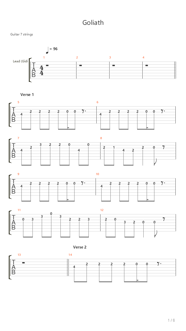 Goliath吉他谱