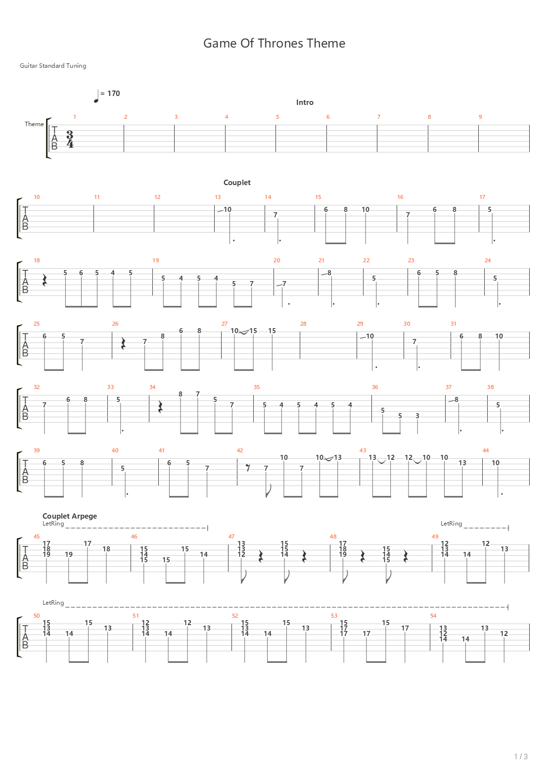 Game Of Thrones吉他谱