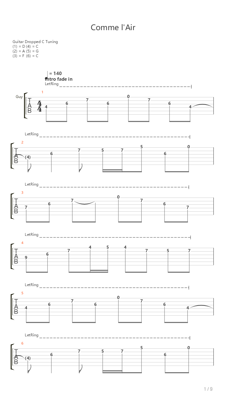 Comme Lair吉他谱