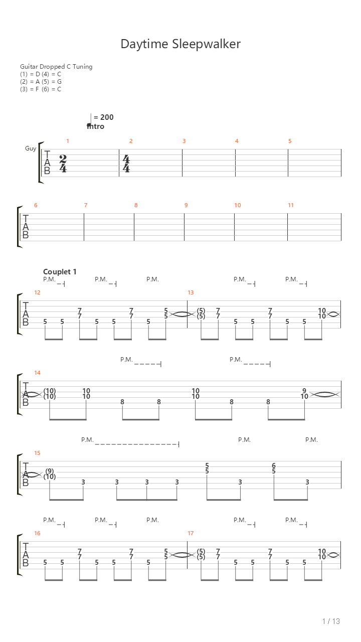 Daytime Sleepwalker吉他谱