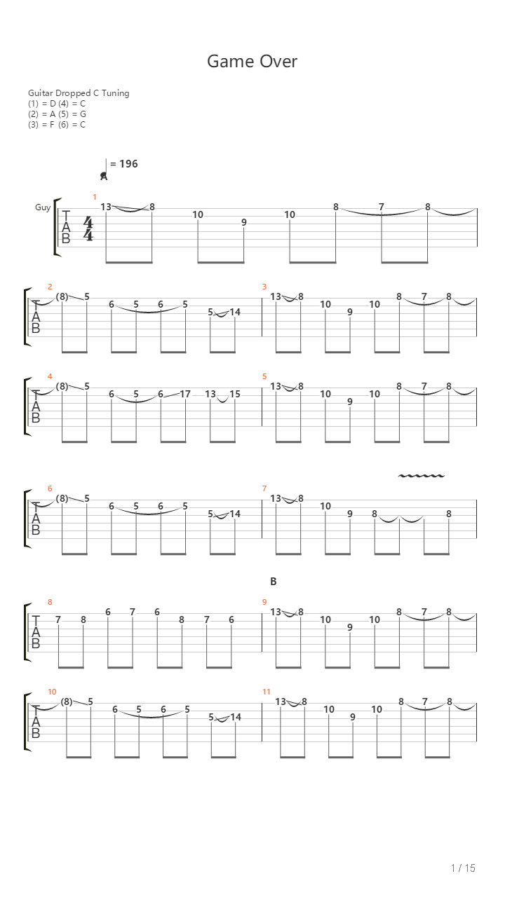 Game Over吉他谱