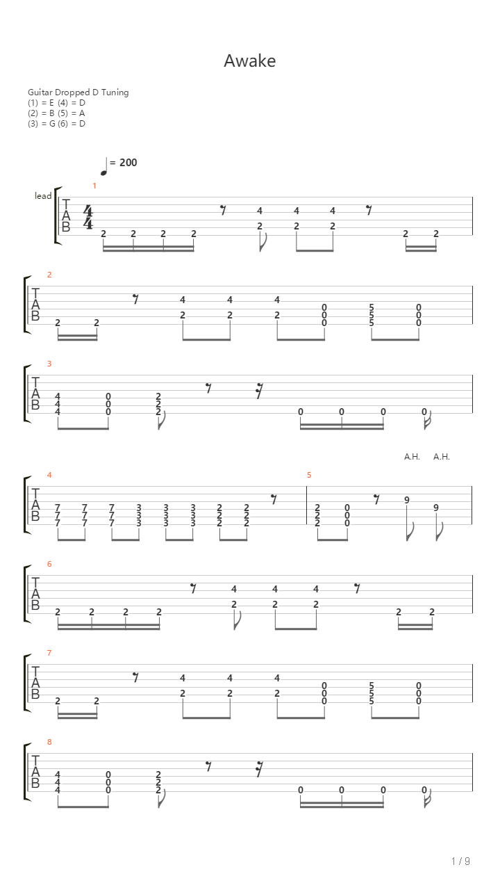 Awake吉他谱