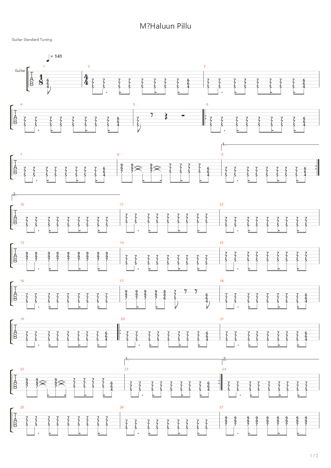 M Haluun Pillu吉他谱