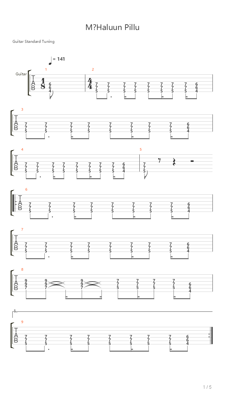M Haluun Pillu吉他谱