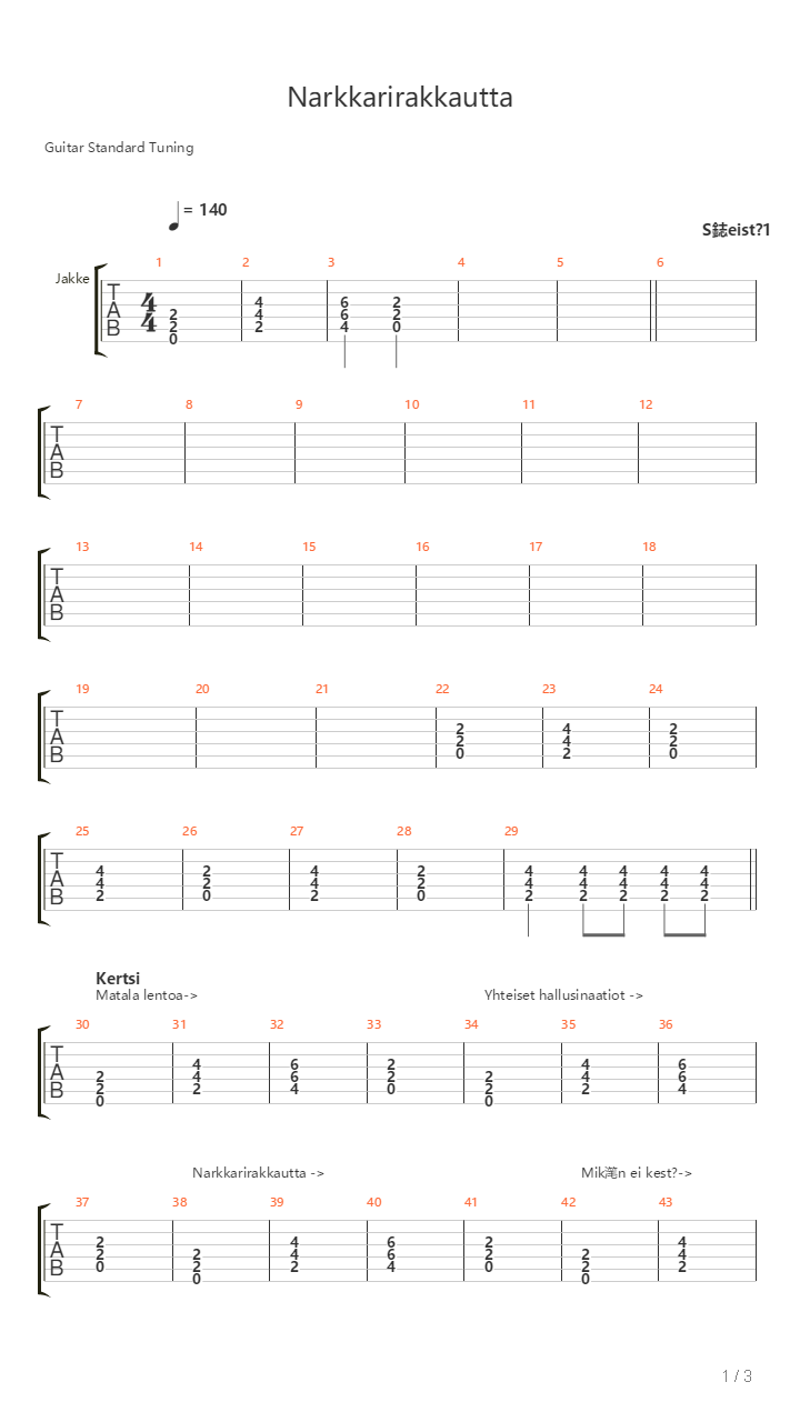 Narkkarirakkautta吉他谱