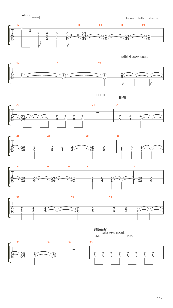 Vaatteet Pois吉他谱