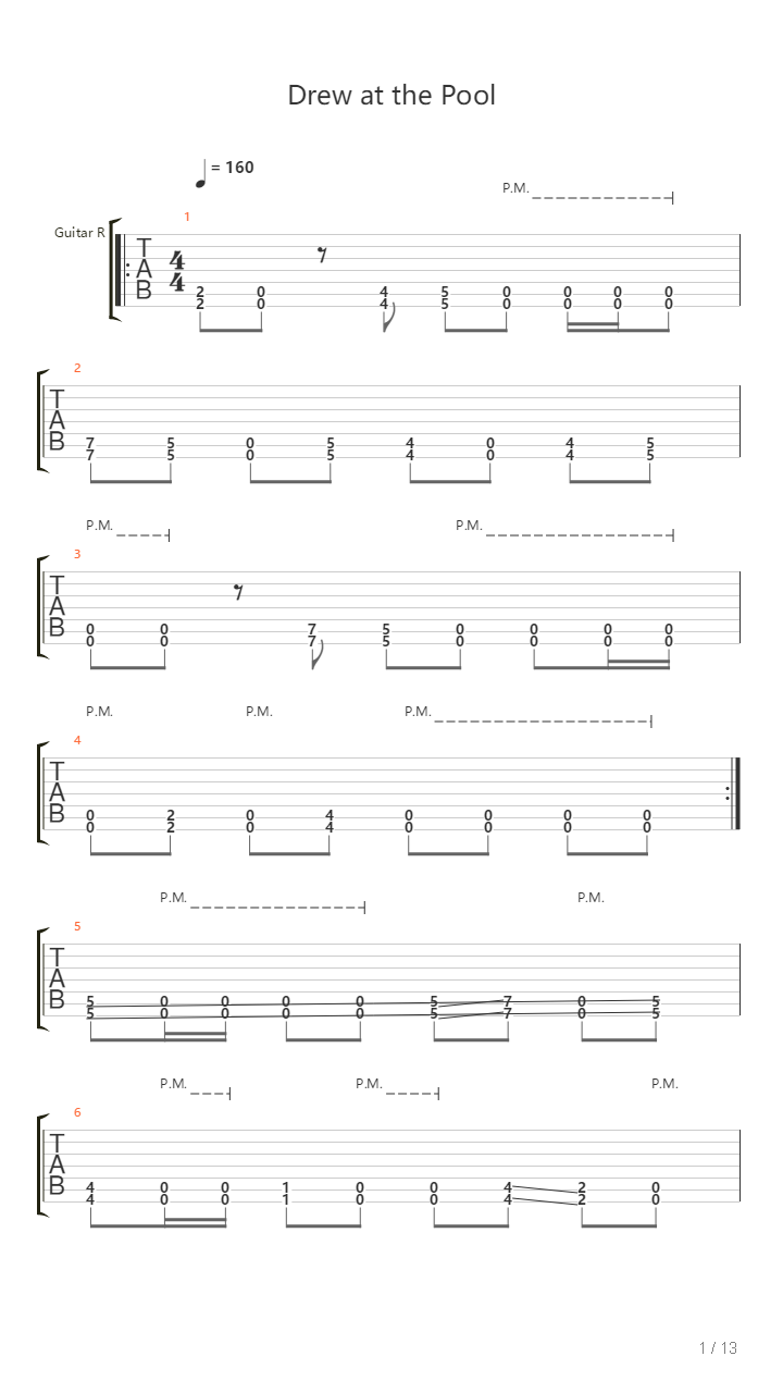 Drew At The Pool吉他谱