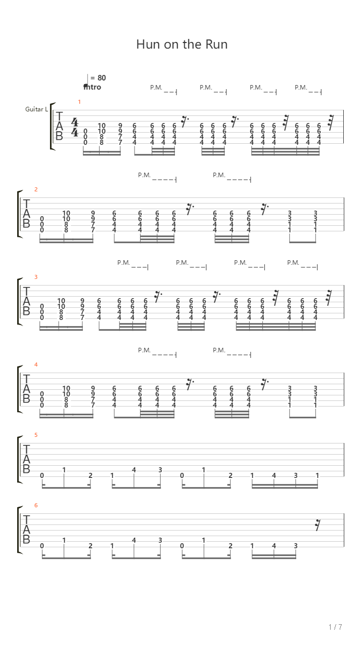 Hun On The Run吉他谱